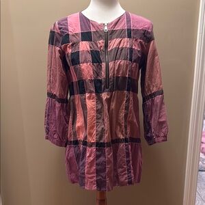 Burberry Brit Striped Pink and Black Tunic Top, Small, 3/4 sleeves